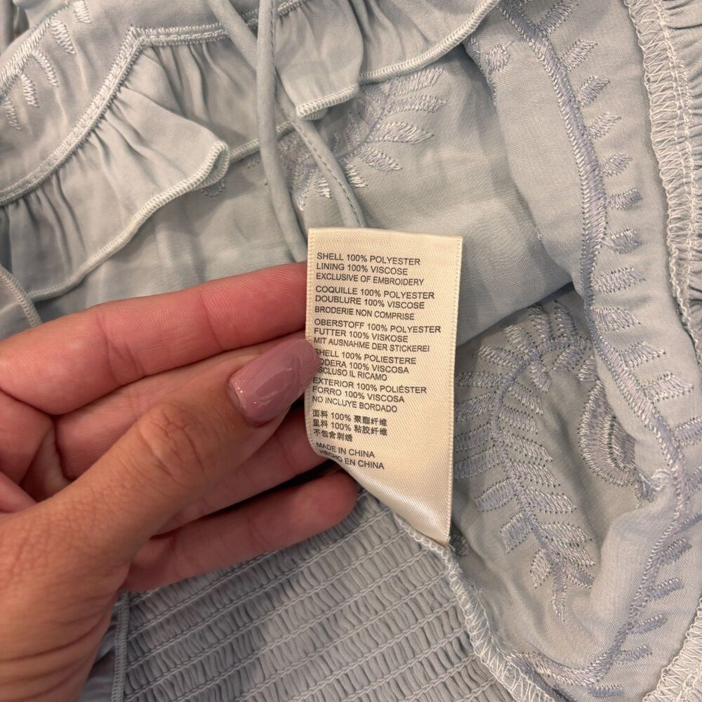 NWT Free People Veronica Embroidered Top Baby Blue Women's Size M $128 SOLD OUT - Picture 4 of 7